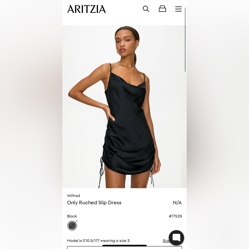 Aritzia Only Ruched Black Dress